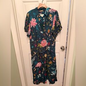 Maeve Floral Dress in Teal and Pink